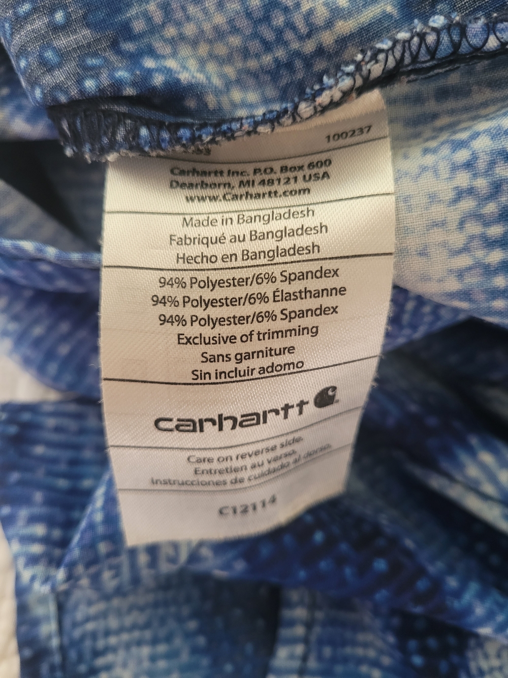 Carhartt Blue & White Patterned V-Neck Scrub Top - Picture 9 of 9